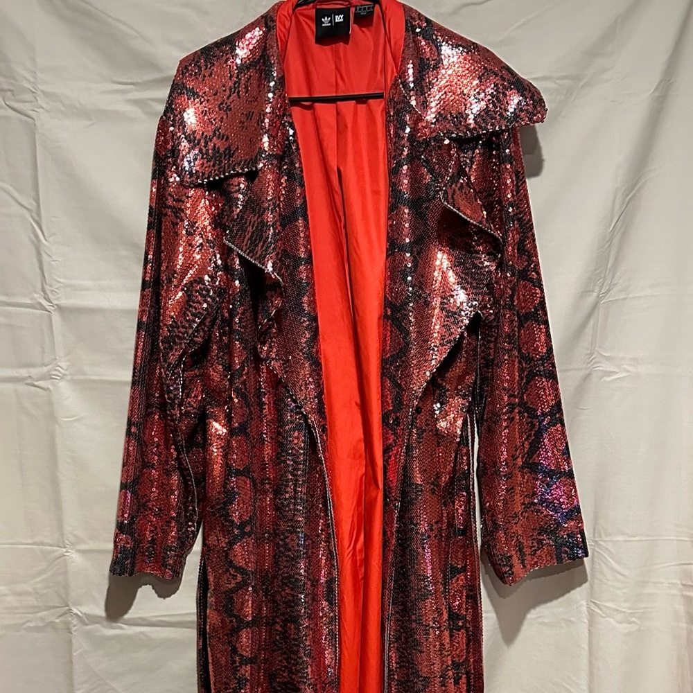 Ivy Park Adidas Red Heart Snakeskin Sequin Duster Jacket